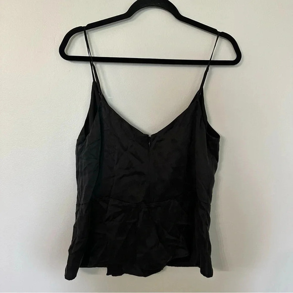 L’AGENCE Women’s Black Chiara Top 100% Silk Strappy Ruffle V-Neck Size L NWT - Picture 10 of 10